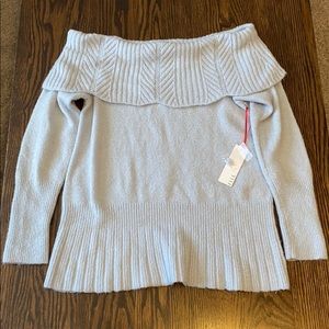 Women’s Light Blue Sparkly Off The Shoulder Top